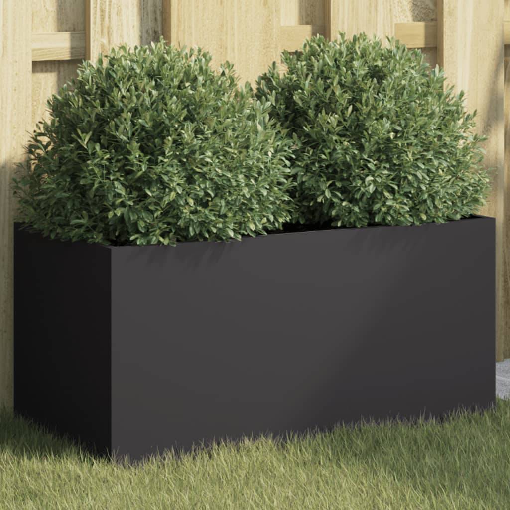 Jardinière - Bac à fleurs - Pot de fleurs noir 62x30x29 cm acier - Image 2