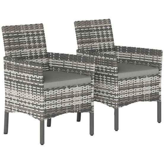 Ensemble de 2 fauteuils de jardin en rotin poly avec 2 fauteuils amovibles Cadre en acier gris - Image 1