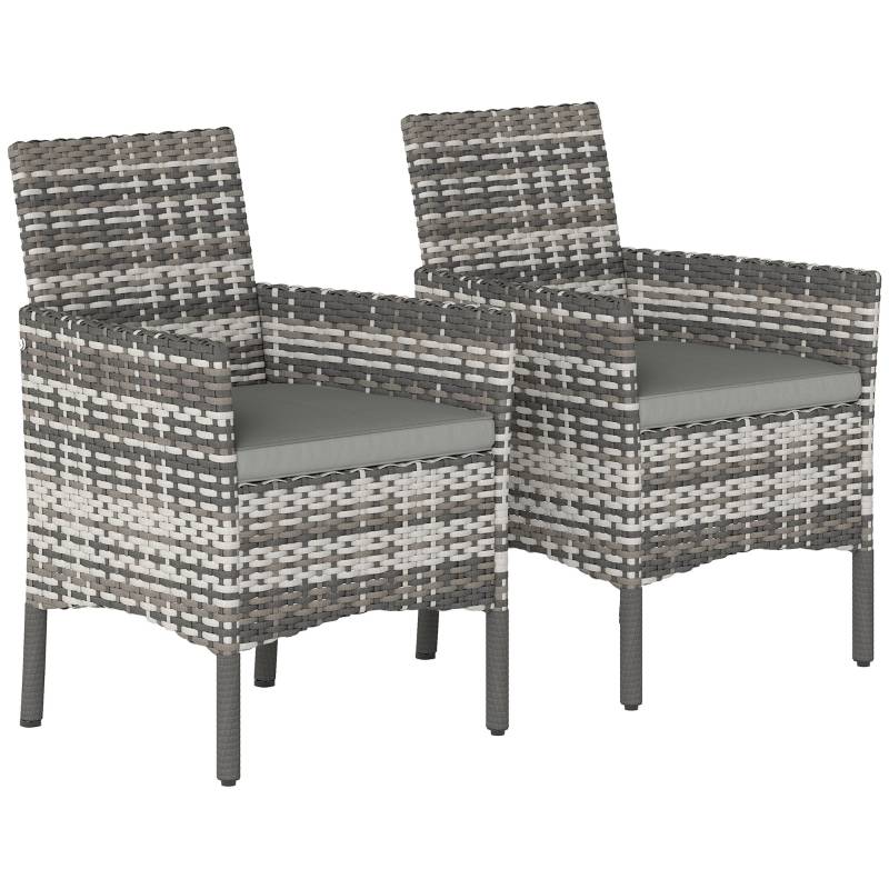 Ensemble de 2 fauteuils de jardin en rotin poly avec 2 fauteuils amovibles Cadre en acier gris - Image 1