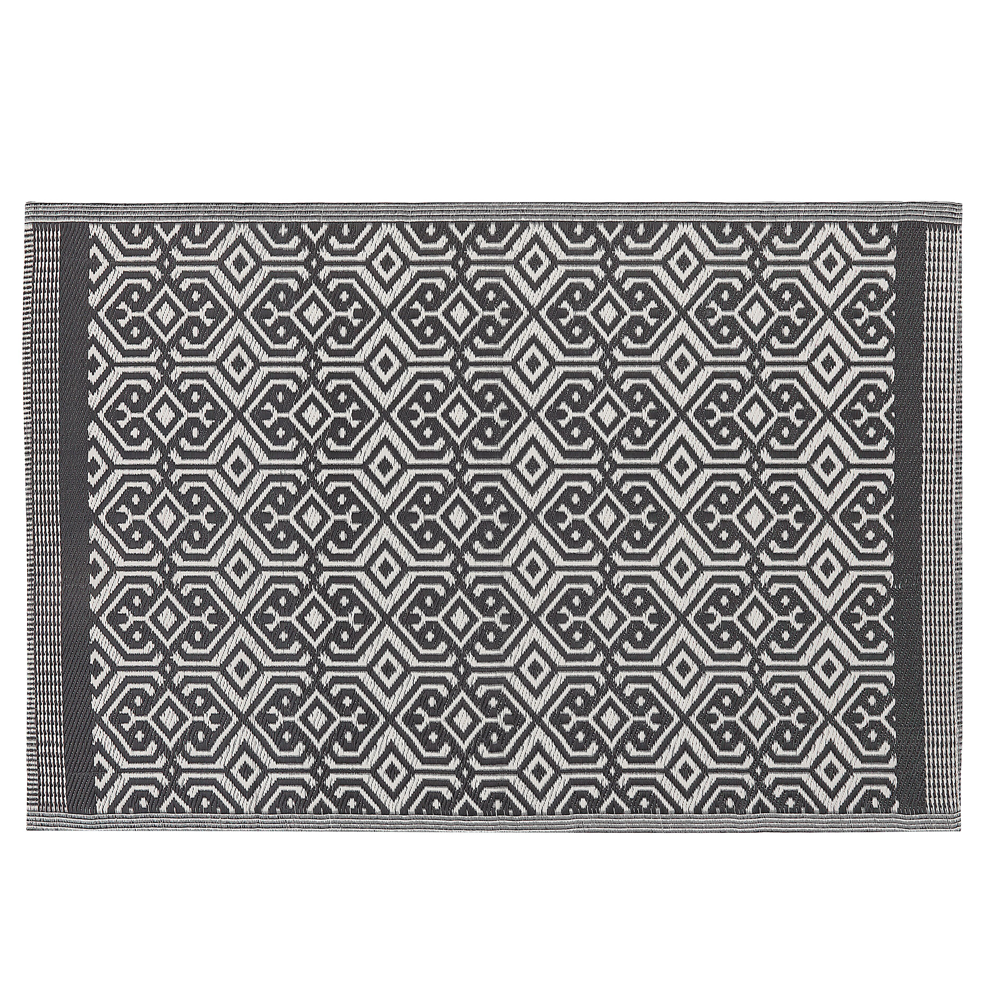 Beliani - Tapis Extérieur et Intérieur Noir et Blanc Motif Géométrique en Polypropylène Recyclé 120 x 180 cm pour Terrasse ou Cuisine Moderne et Boho Beliani - Image 1