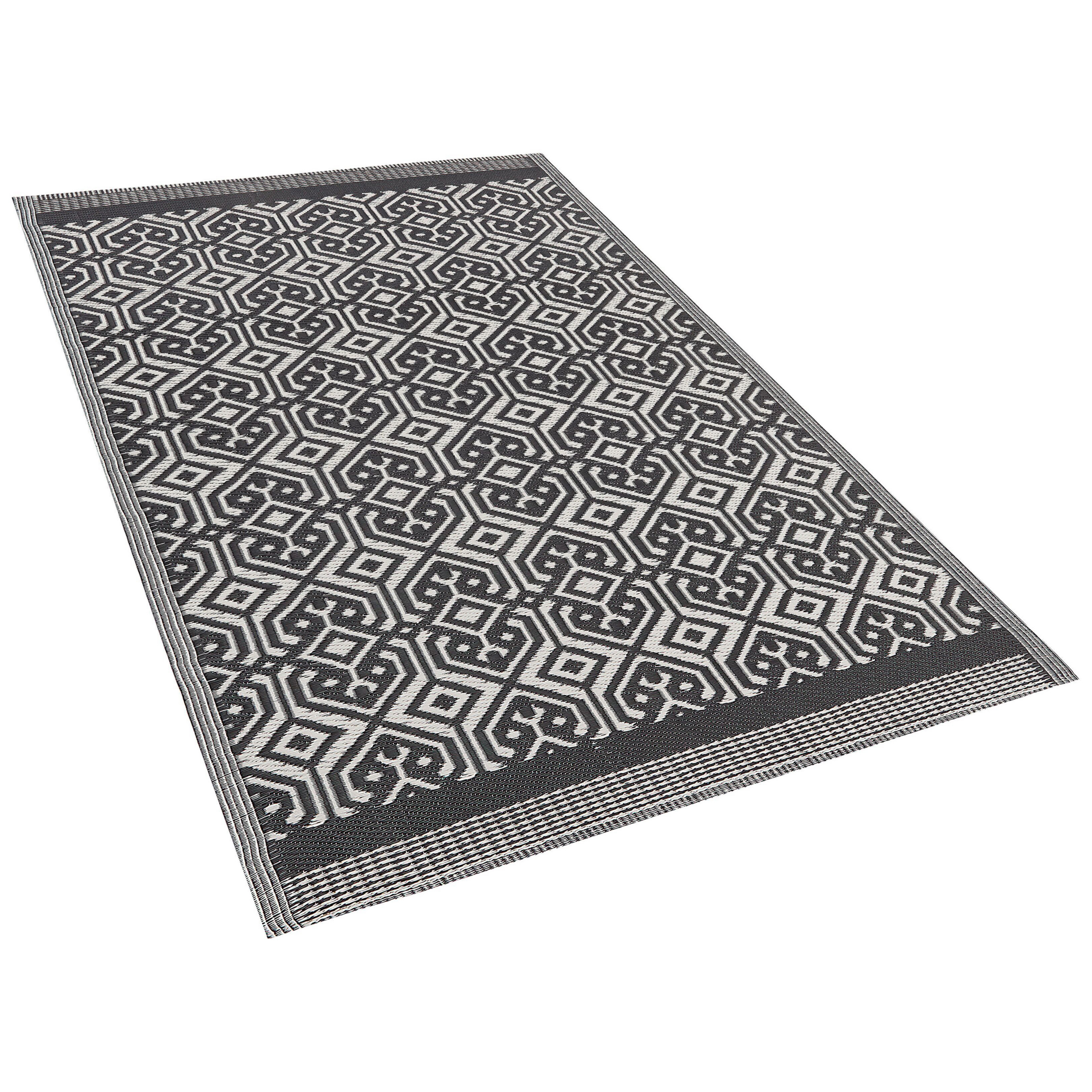 Beliani - Tapis Extérieur et Intérieur Noir et Blanc Motif Géométrique en Polypropylène Recyclé 120 x 180 cm pour Terrasse ou Cuisine Moderne et Boho Beliani - Image 4