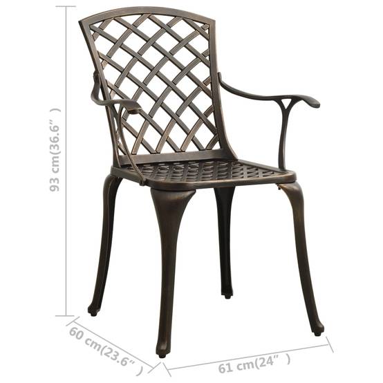 Chaises de jardin aluminium coulé bronze 61 x 60 x 93 cm - PANGIVO - Image 8