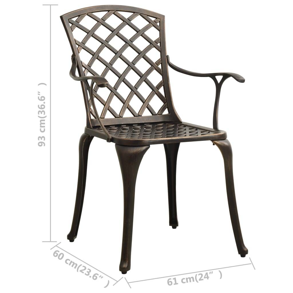 Chaises de jardin aluminium coulé bronze 61 x 60 x 93 cm - PANGIVO - Image 8