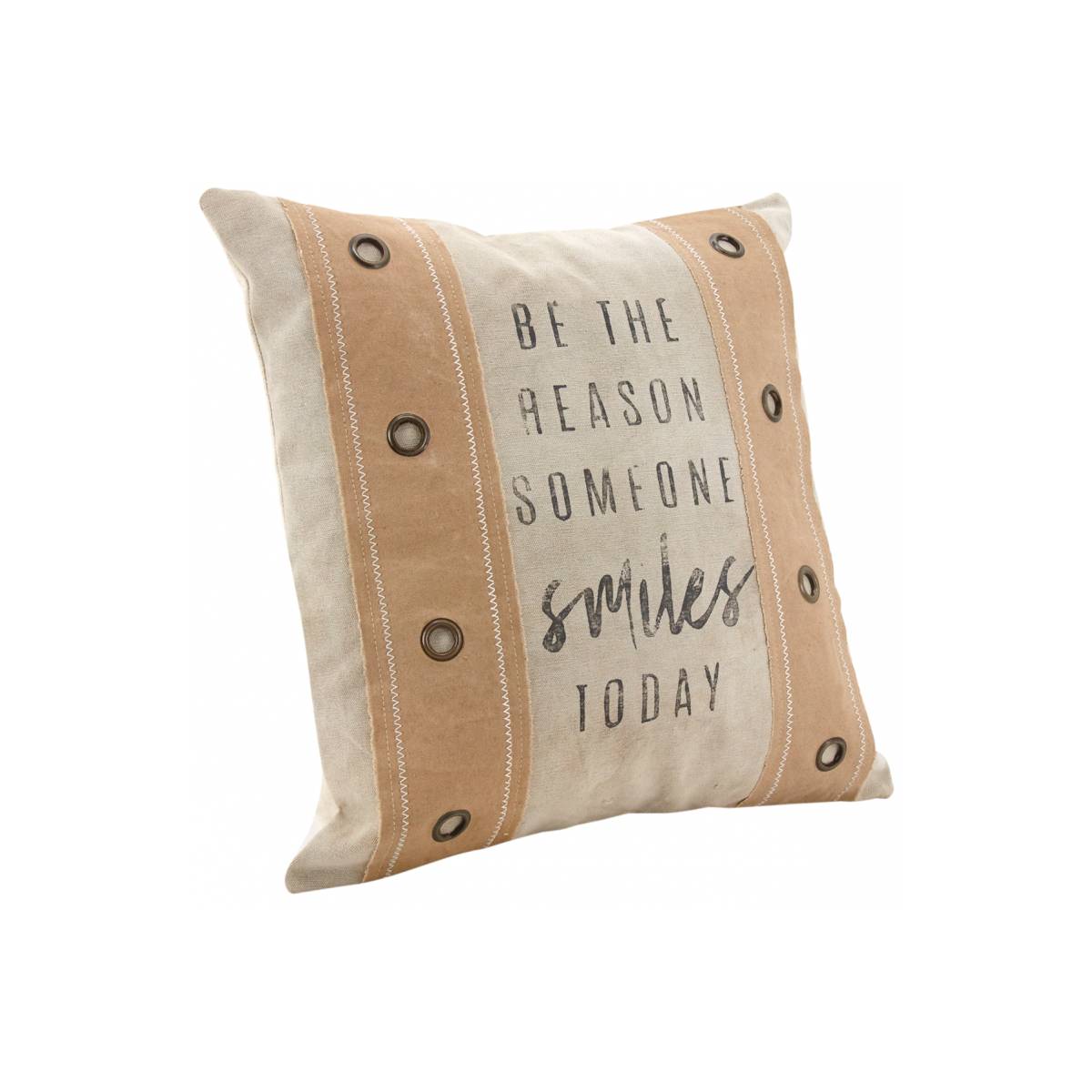 Aubry Gaspard - Coussin en coton beige à rivets - Image 1