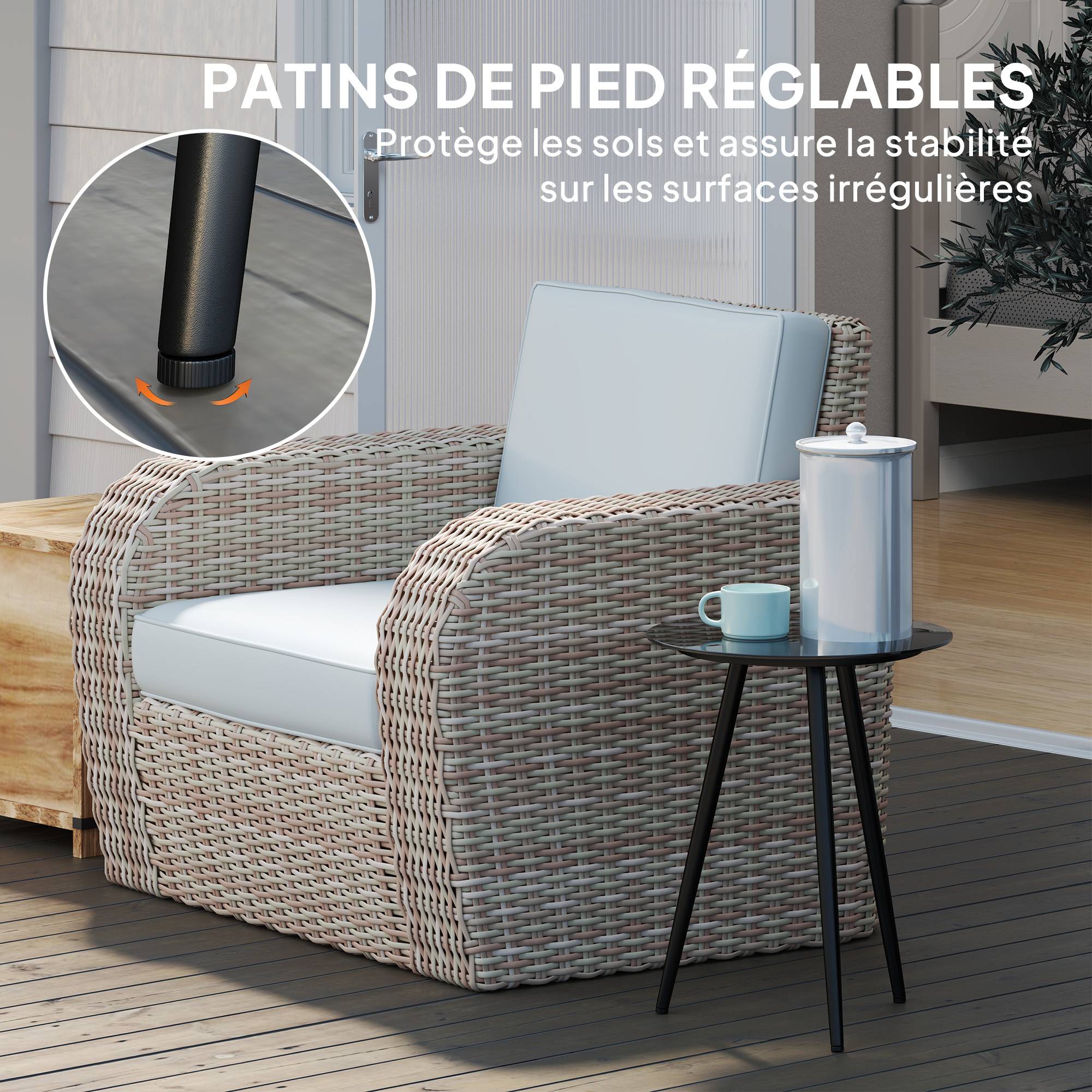 Petite table basse ronde, table d'appoint, plateau en verre trempé, pieds effilés, cadre en acier, Ø 40 x 50 cm, noir - Image 9
