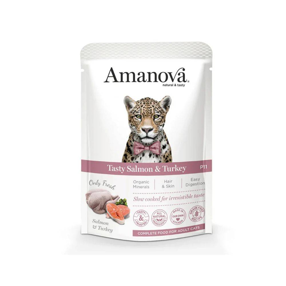 Pâtée Chat Sans Céréales Saumon & Dinde Amanova 85g 85 g - Image 1