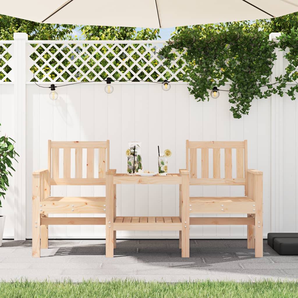 Maison Chic - Banc de jardin - Banc d'extérieur - Banquette avec table 2 places bois de pin massif ny751 - Image 2