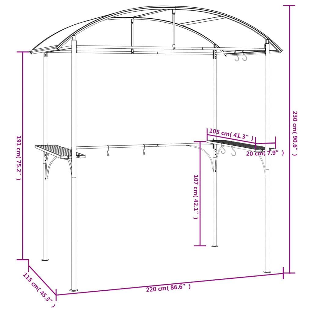 ComfortXL - Abri Barbecue Acier Toit Rigide PC avec 2 Étagères pour Grill et Plancha Anthracite 220x115 cm – ComfortXL Outdoor Living - Image 7
