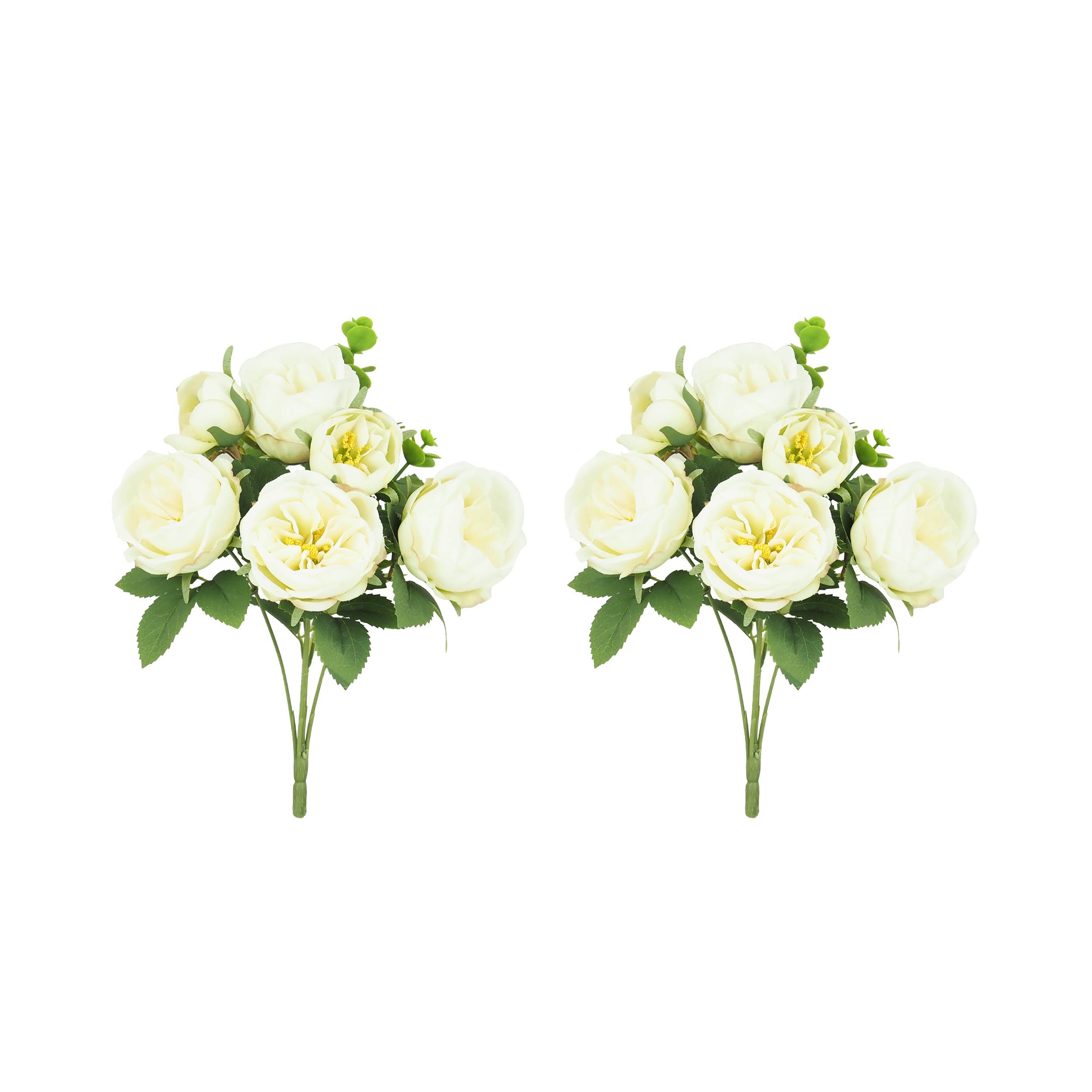 Ligne Deco - Bouquet artificiel de pivoines 32cm blanc lot de 2 - Image 1