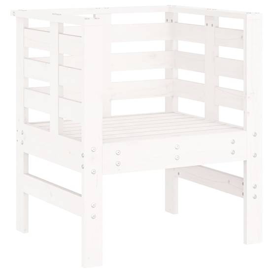 Fauteuils Bas de Jardin en Bois de Pin Massif Design à Lattes pour Patio Lot de 2 Blanc – ComfortXL Outdoor Living - Image 4