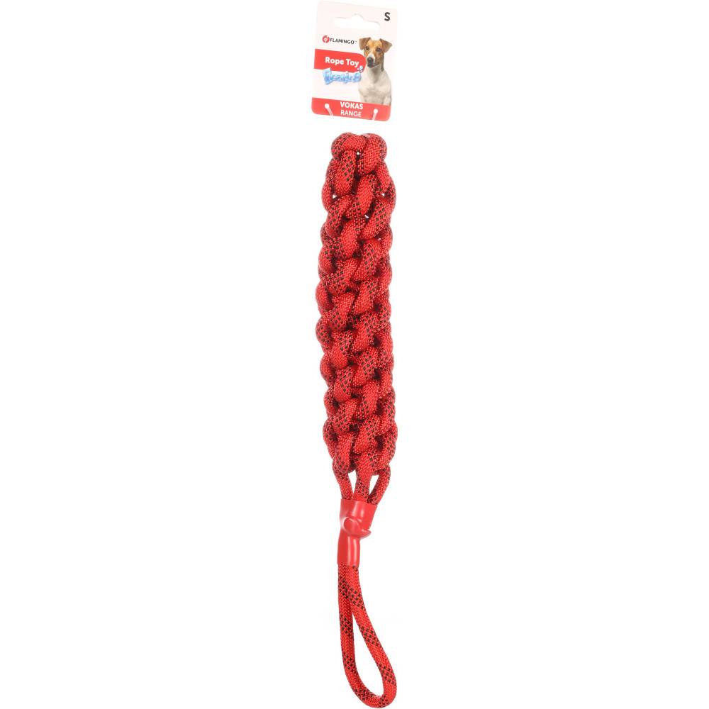 Flamingo - Corde à tirer Vokas. tressé, flottant. rouge et noir. taille S.  47 cm . jeux pour chien. - Image 5