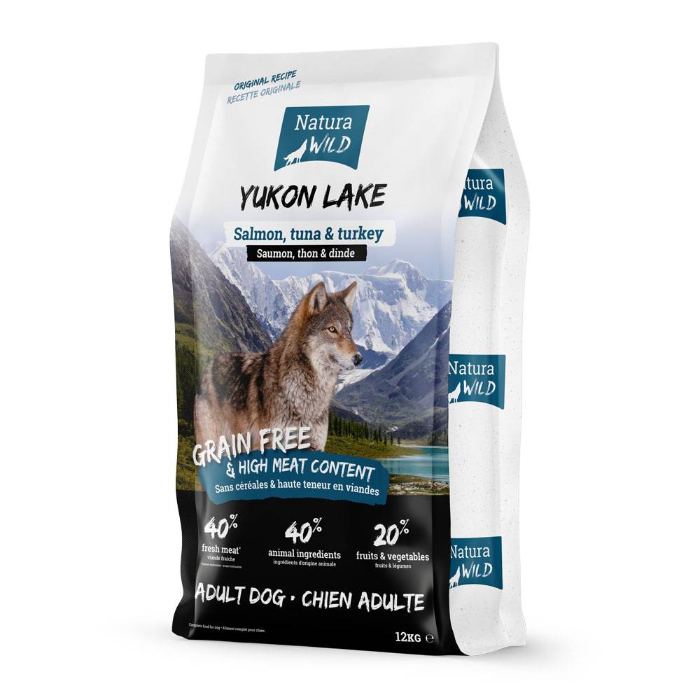 0 - Croquettes sans céréales au saumon pour chien adulte Natura Wild Yukon Lake 12kg