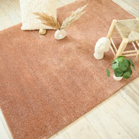 Decoweb - Tapis doux poils longs - Touch rose corail - Galon tabac - 160 x 230 cm - Decoweb - Image 2