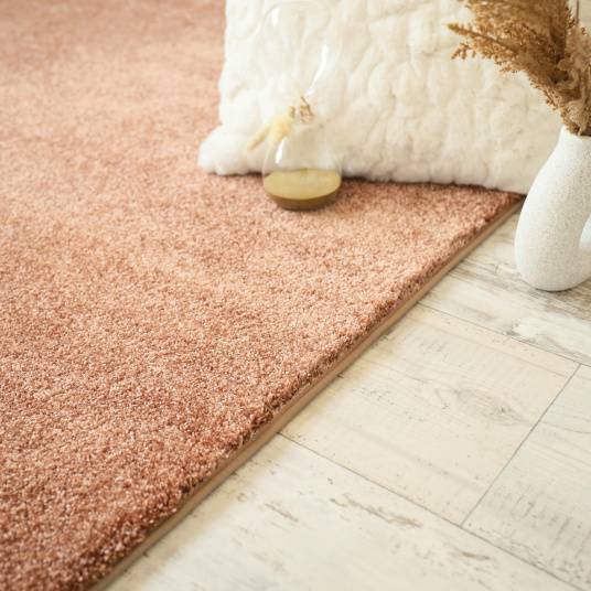 Decoweb - Tapis doux poils longs - Touch rose corail - Galon tabac - 160 x 230 cm - Decoweb - Image 1