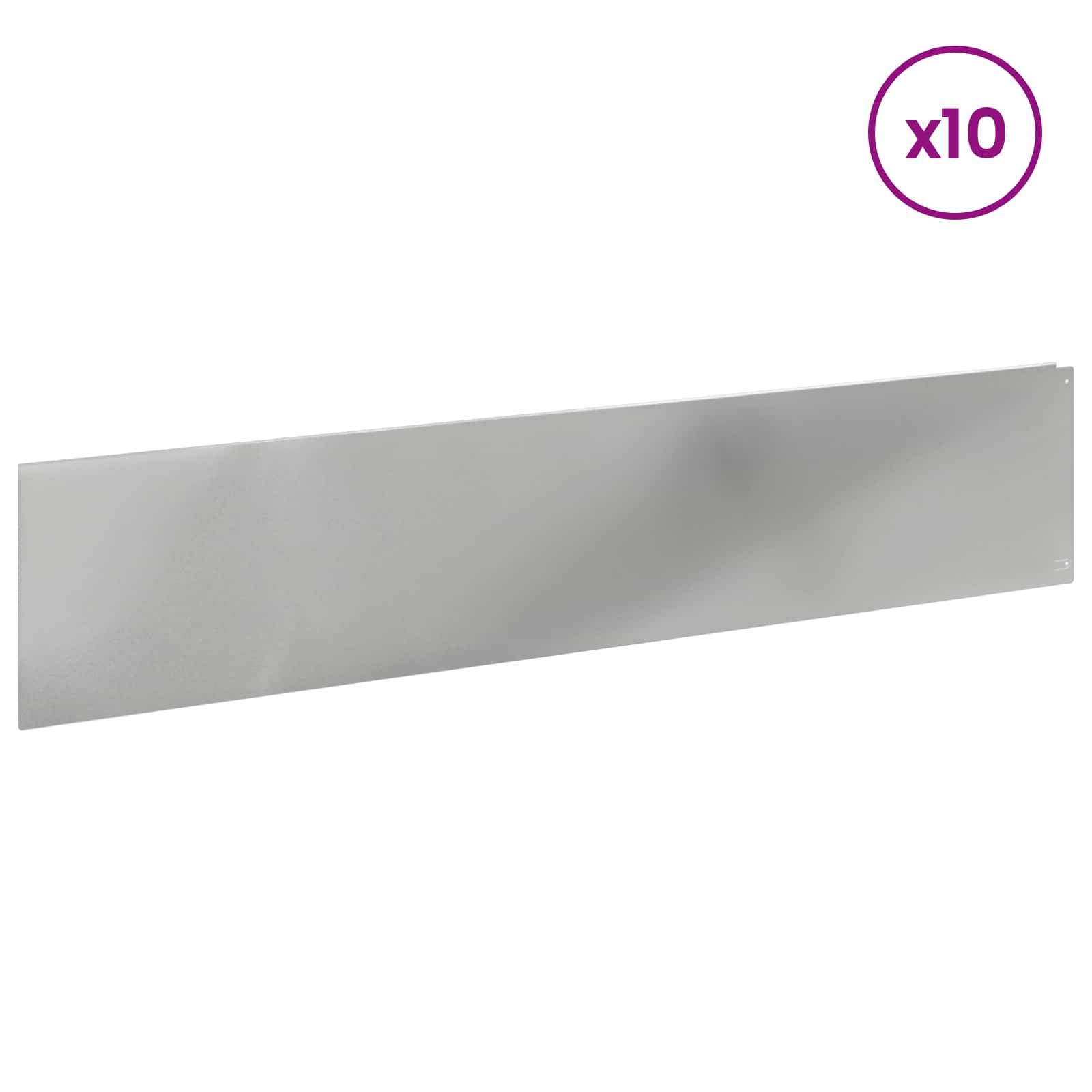 Bordure de pelouse acier aménagement jardin délimitation 10 pcs 100x22 cm Argenté - ComfortXL Outdoor Living - Image 3