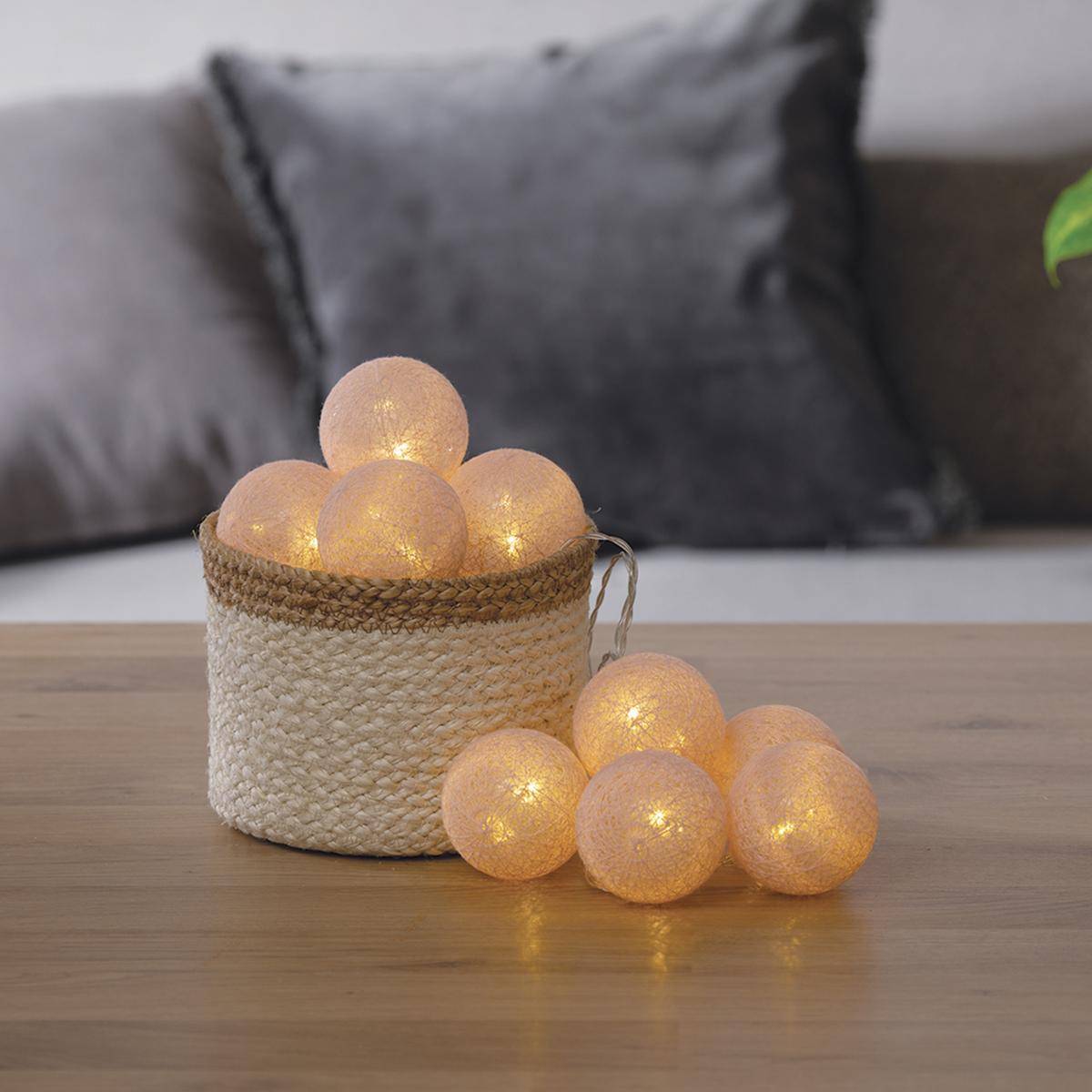 Atmosphera - Guirlande LED 10 boules pile rose clair L165cm - Atmosphera Créateur d'intérieur - Image 3