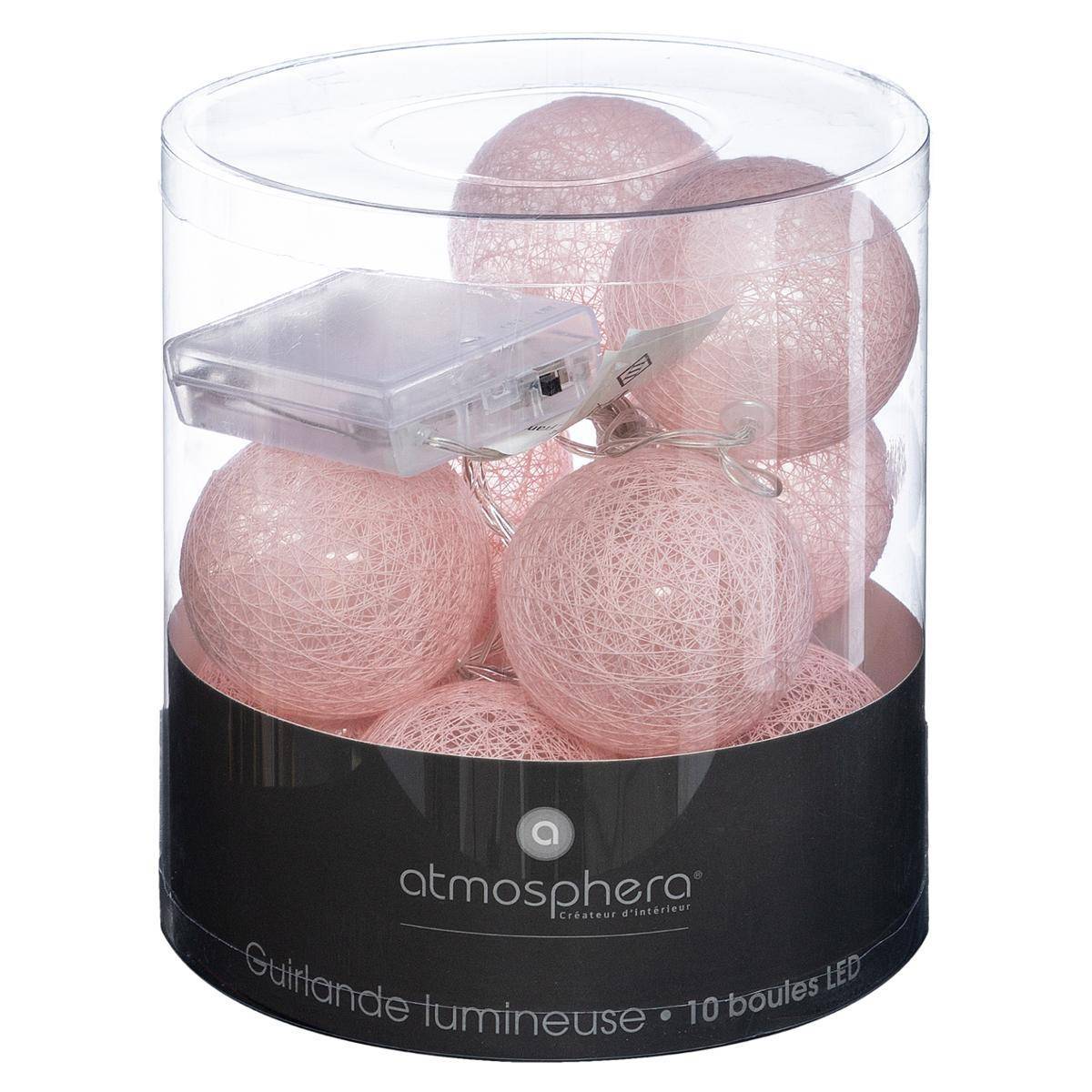 Atmosphera - Guirlande LED 10 boules pile rose clair L165cm - Atmosphera Créateur d'intérieur - Image 5