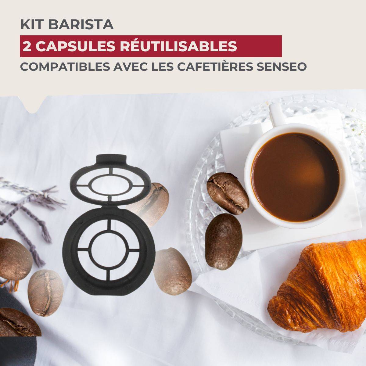 Ensemble de 4 capsules à café réemployables compatibles Senseo - Image 2