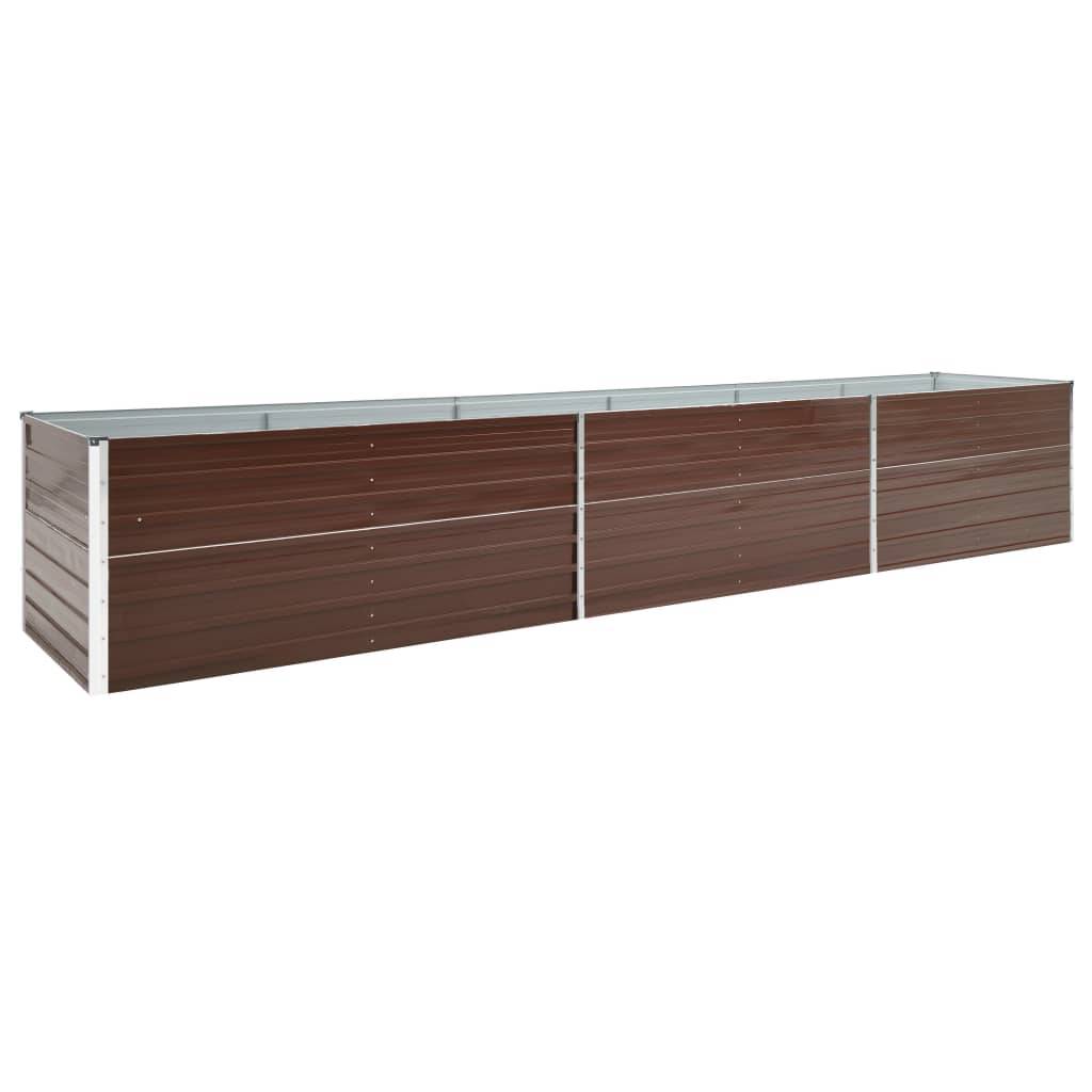 Jardinière lit surélevé plantes fleurs jardin acier galvanisé 480 x 80 x 77 cm marron - Image 1