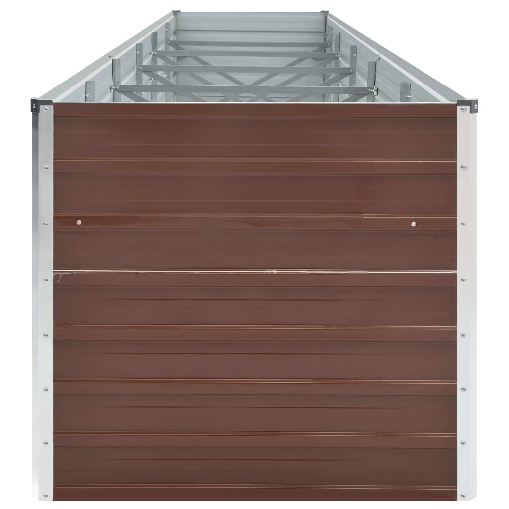 Jardinière lit surélevé plantes fleurs jardin acier galvanisé 480 x 80 x 77 cm marron - Image 3
