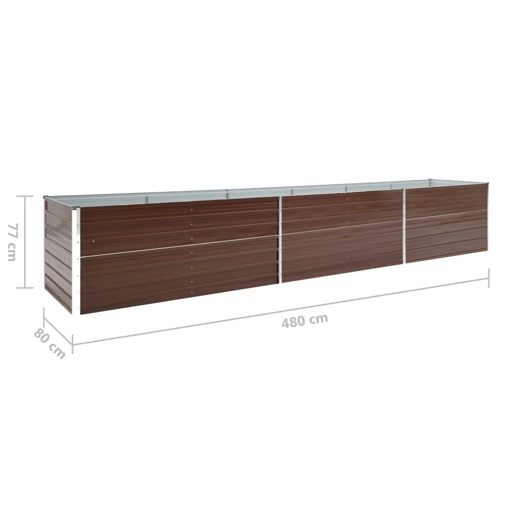 Jardinière lit surélevé plantes fleurs jardin acier galvanisé 480 x 80 x 77 cm marron - Image 5