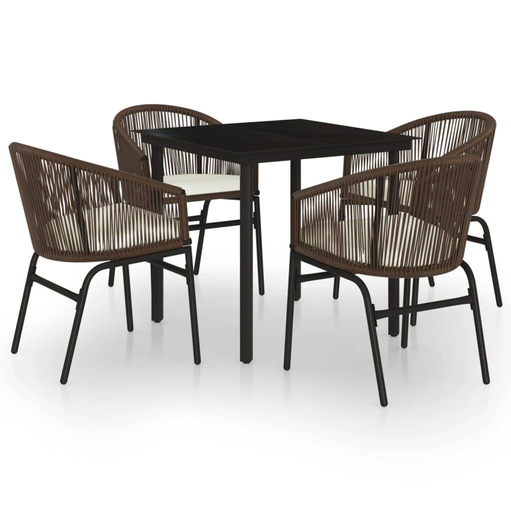 Ensemble Repas Jardin 4P Rotin PVC Coussins Blanc Crème Marron – ComfortXL Outdoor Living - Image 2