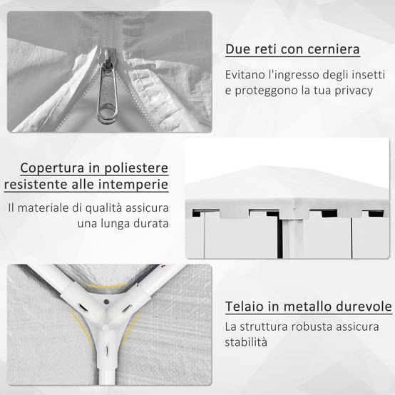 Tonnelle de Jardin Métal Réceptions Extérieures Moustiquaires 4x3m Blanc - ComfortXL Outdoor Living - Image 7