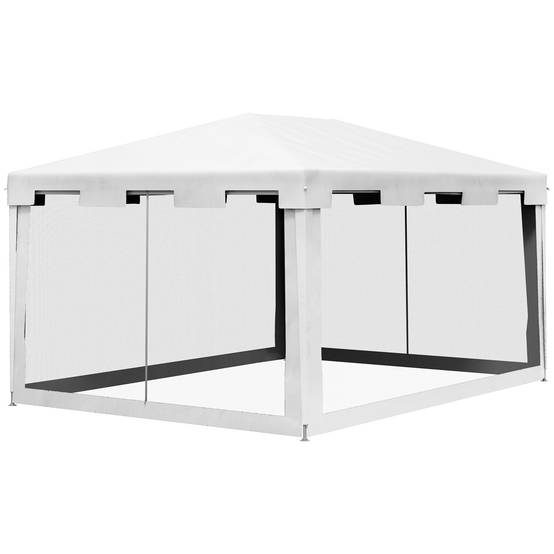 Tonnelle de Jardin Métal Réceptions Extérieures Moustiquaires 4x3m Blanc - ComfortXL Outdoor Living - Image 2
