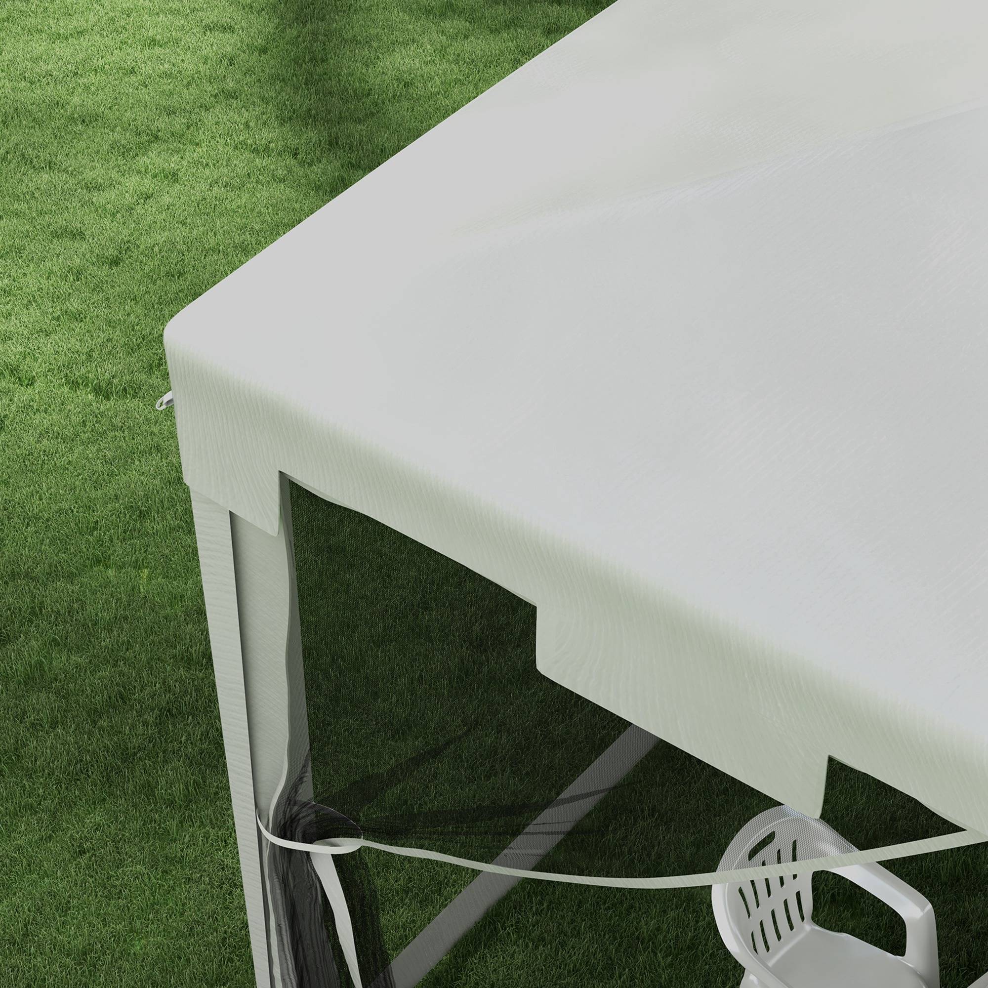 Tonnelle de Jardin Métal Réceptions Extérieures Moustiquaires 4x3m Blanc - ComfortXL Outdoor Living - Image 10
