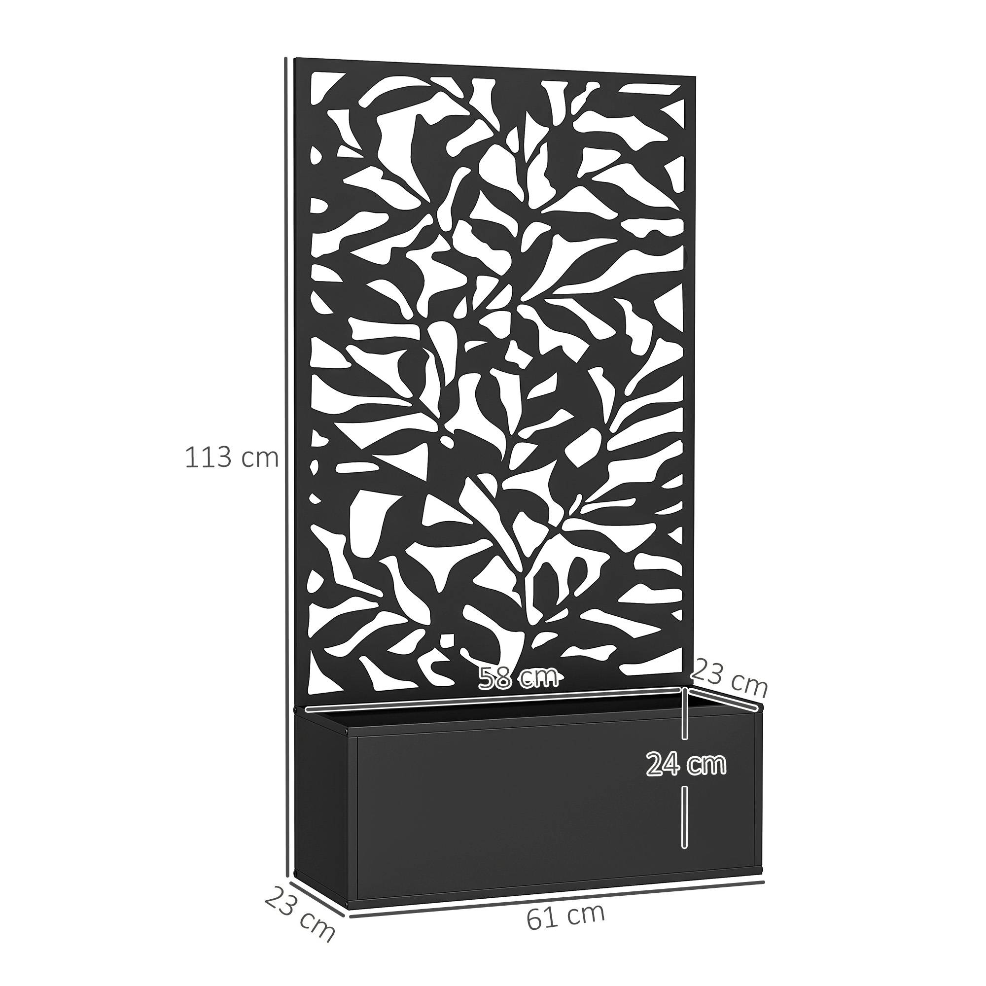Jardinière avec treillis bac à fleurs rectangulaire grande taille panneau d'intimité métal 61 x 23 x 113 cm noir - Image 5