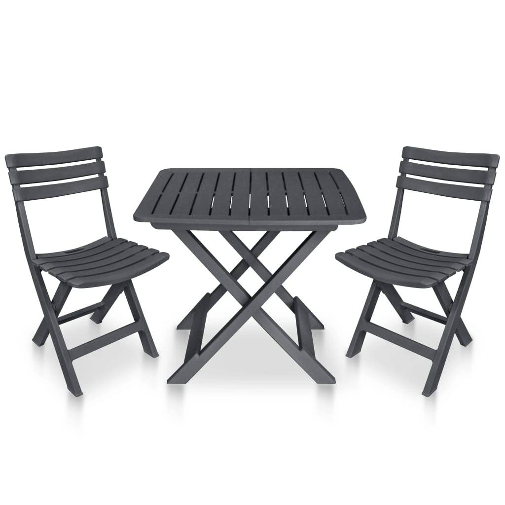 Ensemble de bistro pliable - Salon De Jardin 3 pcs Plastique Anthracite MI755 - Image 2