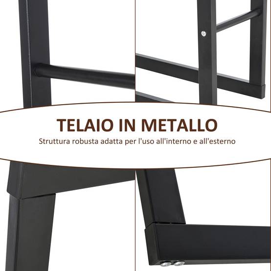 Support vertical à bûches en métal noir pour une utilisation intérieure et extérieure, capacité de charge maximale de 100 kg, 40 x 25 x 150 cm - Image 8