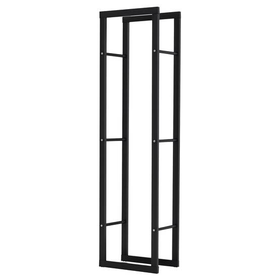 Support vertical à bûches en métal noir pour une utilisation intérieure et extérieure, capacité de charge maximale de 100 kg, 40 x 25 x 150 cm - Image 1
