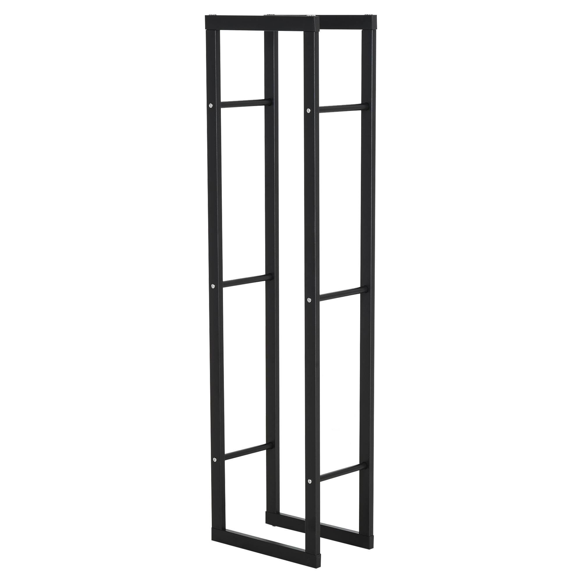 Support vertical à bûches en métal noir pour une utilisation intérieure et extérieure, capacité de charge maximale de 100 kg, 40 x 25 x 150 cm - Image 2