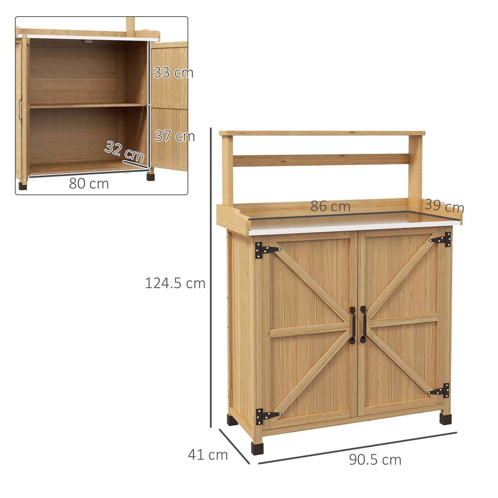 Maison Chic - Table de rempotage table de jardinage avec placard et étagères et plateau patins antidérapants en bois sapin jaune - Image 5