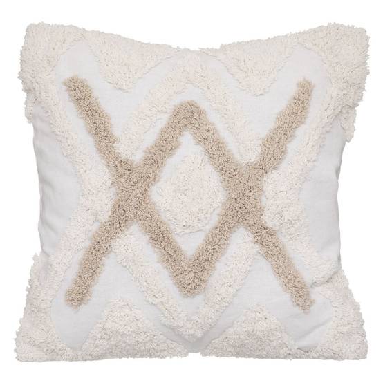 Housse de Coussin "Tufté" 40x40cm Ivoire & Lin - Image 1