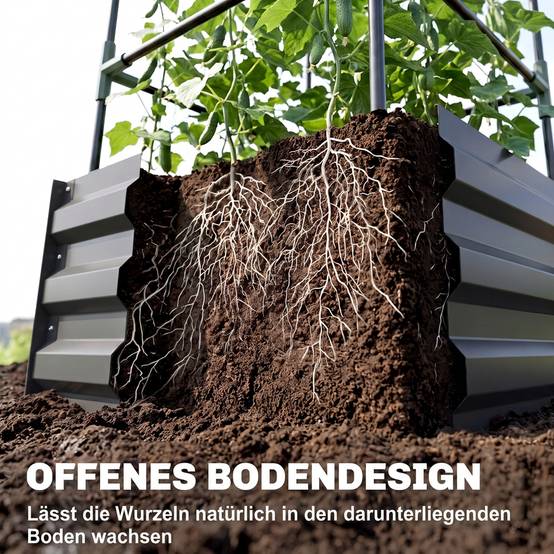 Potager surélevé avec treillis, sans fond, résistant, 61x61x140 cm, gris - Image 7