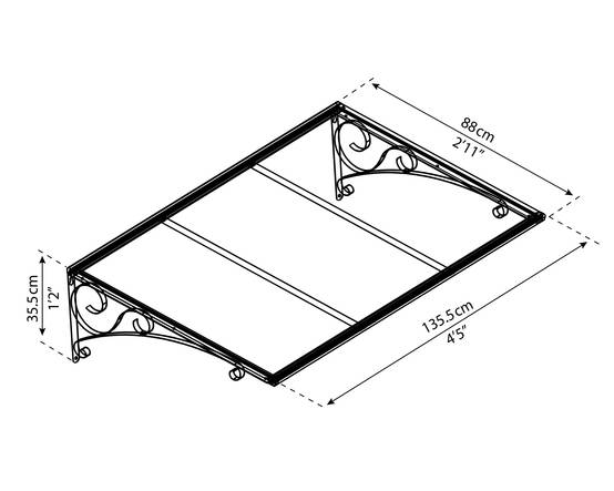 Canopia by Palram - Canopia Marquise de porte Venus 135.5 x 88 cm Gris 135.5 X 88 - Image 5