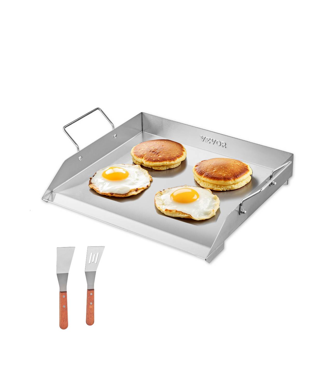 VEVOR Plaque cuisson acier inox, 448x370 mm, rectangulaire. Pour gaz, camping, fête. - Image 1