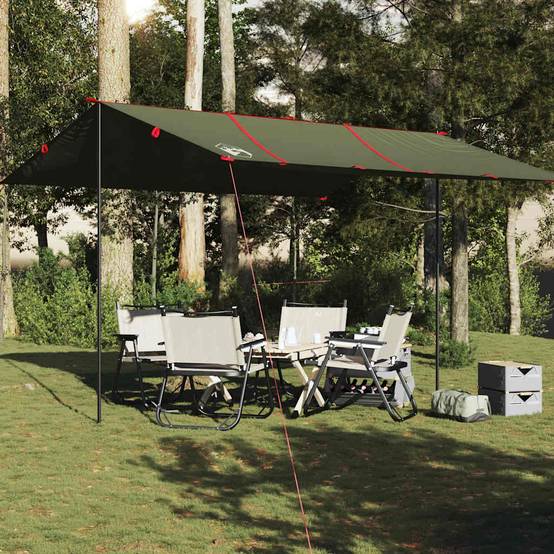 Grande Bâche de Camping Imperméable Polyester Tapis de Sol pour Abri de Jardin Vert Olive 451x420 cm – ComfortXL Outdoor Living - Image 1