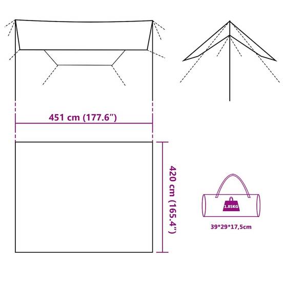 Grande Bâche de Camping Imperméable Polyester Tapis de Sol pour Abri de Jardin Vert Olive 451x420 cm – ComfortXL Outdoor Living - Image 6