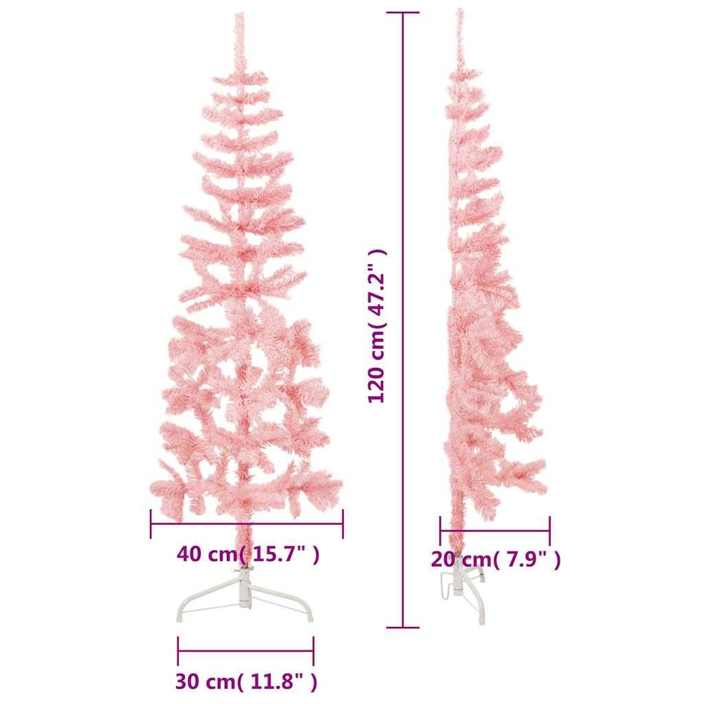 Demi sapin de Noël - Arbre de Noël artificiel mince avec support Rose 120 cm - Image 10