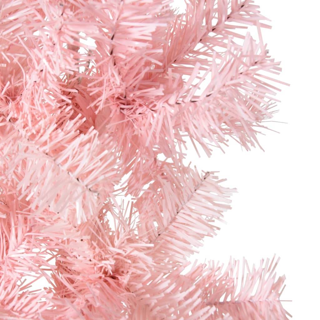 Demi sapin de Noël - Arbre de Noël artificiel mince avec support Rose 120 cm - Image 7