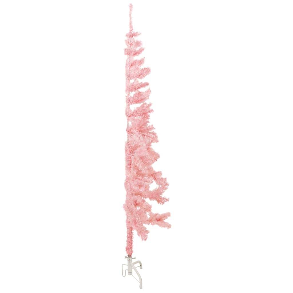 Demi sapin de Noël - Arbre de Noël artificiel mince avec support Rose 120 cm - Image 5