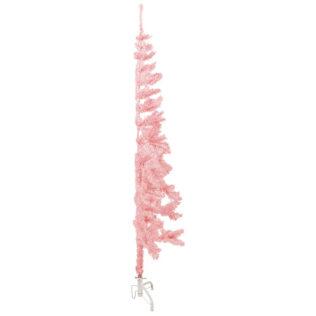 Demi sapin de Noël - Arbre de Noël artificiel mince avec support Rose 120 cm - Image 4