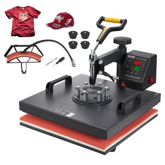 VEVOR Presse à chaud 2-en-1, 38x38cm, 1200W, contrôle numérique, pour sublimation sur textiles et objets. - Image 1