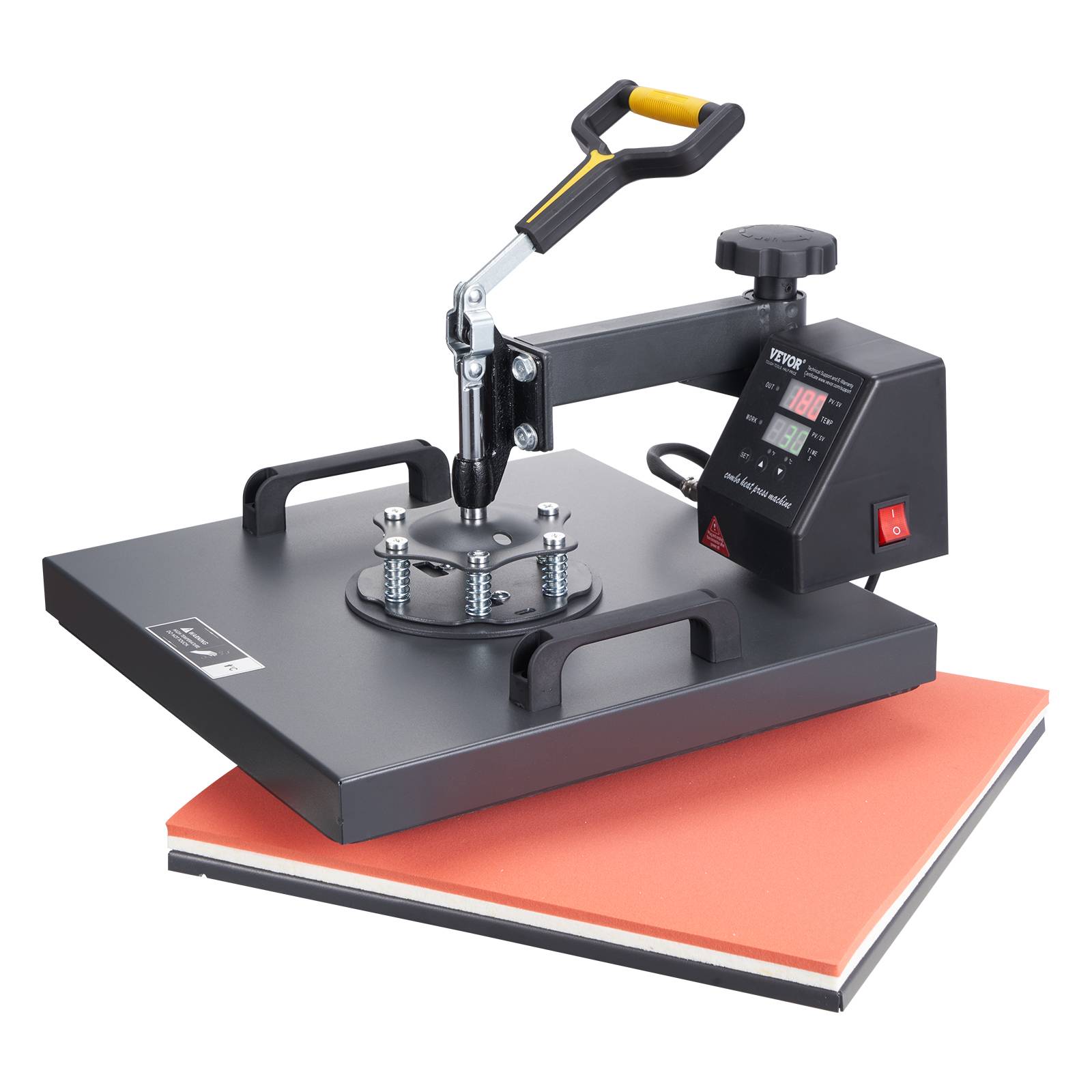 VEVOR Presse à chaud 2-en-1, 38x38cm, 1200W, contrôle numérique, pour sublimation sur textiles et objets. - Image 9