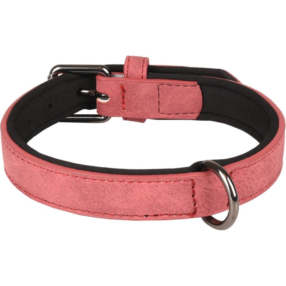 Flamingo - Collier taille M 31-39 cm en simili cuir et néoprène DELU, couleur rouge pour chien - Image 2
