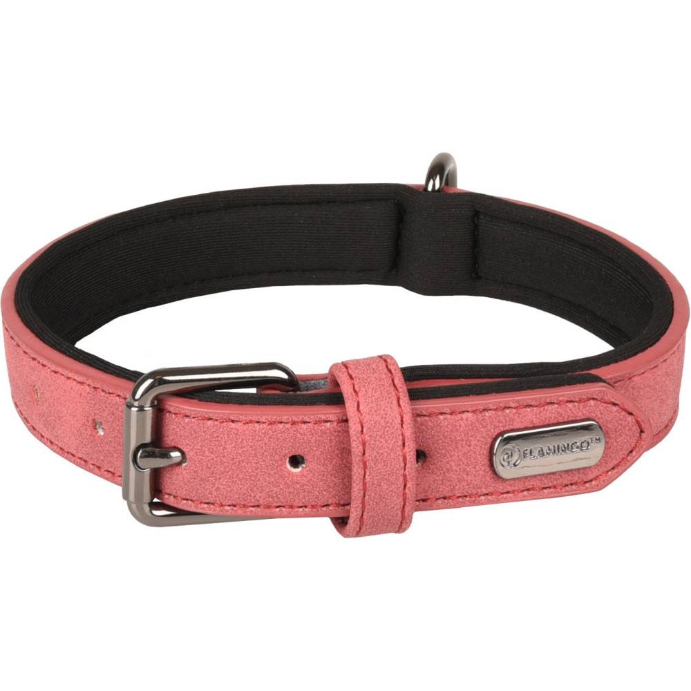 Flamingo - Collier taille M 31-39 cm en simili cuir et néoprène DELU, couleur rouge pour chien - Image 1