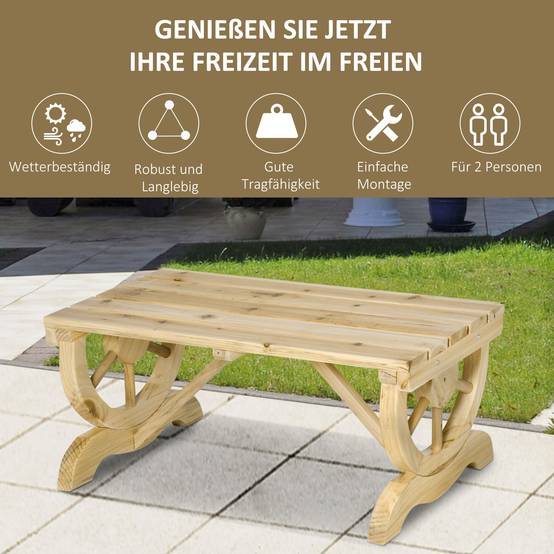 Banc de jardin en bois, résistant aux intempéries, mobilier de jardin, banc rustique, naturel, 98 x 50 x 39,5 cm - Image 8